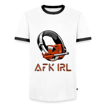 AFK IRL - T-shirt contrasté Homme - blanc/noir - Devant - AI Model Female 172 light (172cm) & AI Model Male 178 dark (178cm)