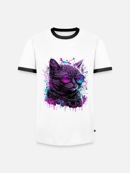 Vaporcat - Men's Ringer Shirt - white/black