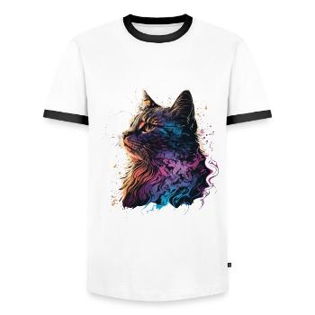 Cooles Kätzchen - Männer Kontrast-T-Shirt - Weiß/Schwarz - Vorne - AI Model Female 172 light (172cm) & AI Model Male 178 dark (178cm)