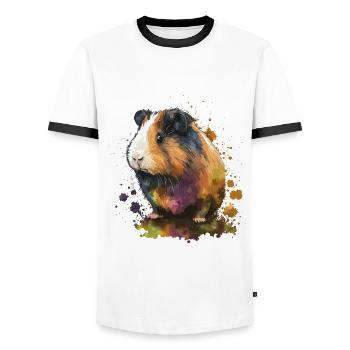 Hamster Illustration - Men's Ringer Shirt - white/black - Front - AI Model Female 172 light (172cm) & AI Model Male 178 dark (178cm)