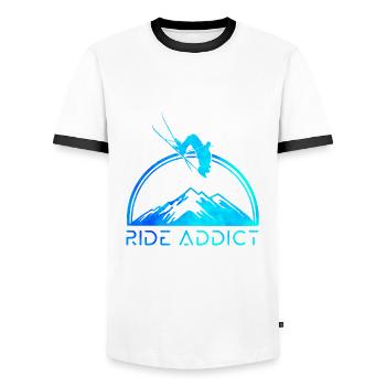 Skifahrer-Süchtiger - Männer Kontrast-T-Shirt - Weiß/Schwarz - Vorne - AI Model Female 172 light (172cm) & AI Model Male 178 dark (178cm)