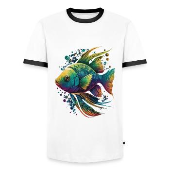 Colorful Fish - Men's Ringer Shirt - white/black - Front - AI Model Female 172 light (172cm) & AI Model Male 178 dark (178cm)