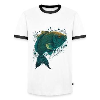Fischer Fisch - Männer Kontrast-T-Shirt - Weiß/Schwarz - Vorne - AI Model Female 172 light (172cm) & AI Model Male 178 dark (178cm)