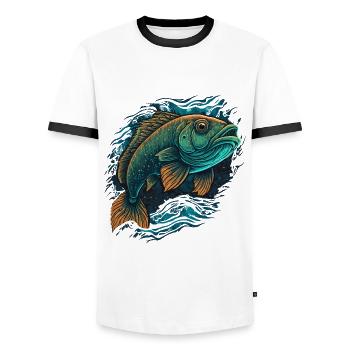 Fisch - Männer Kontrast-T-Shirt - Weiß/Schwarz - Vorne - AI Model Female 172 light (172cm) & AI Model Male 178 dark (178cm)