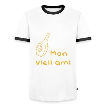 Alcool mon vieil ami humour - T-shirt contrasté Homme - blanc/noir - Devant - AI Model Female 172 light (172cm) & AI Model Male 178 dark (178cm)