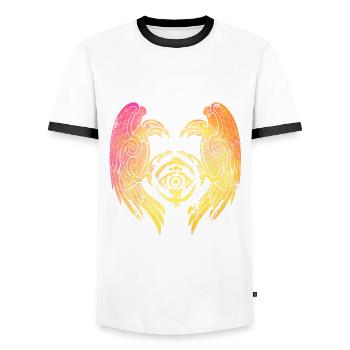 Hugin und Munin Raven Bunte Wikinger - Männer Kontrast-T-Shirt - Weiß/Schwarz - Vorne - AI Model Female 172 light (172cm) & AI Model Male 178 dark (178cm)