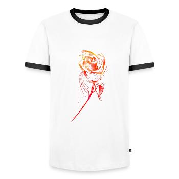 Rosa in skizzenhafter Farbe - Männer Kontrast-T-Shirt - Weiß/Schwarz - Vorne - AI Model Female 172 light (172cm) & AI Model Male 178 dark (178cm)