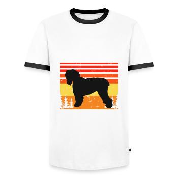Noir Terrier Russe Chien Silhouette Rétro Coucher de Soleil - T-shirt contrasté Homme - blanc/noir - Devant - AI Model Female 172 light (172cm) & AI Model Male 178 dark (178cm)
