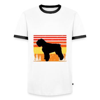 Bouvier Des Flandres Dog Silhouette Retro Coucher de Soleil - T-shirt contrasté Homme - blanc/noir - Devant - AI Model Female 172 light (172cm) & AI Model Male 178 dark (178cm)