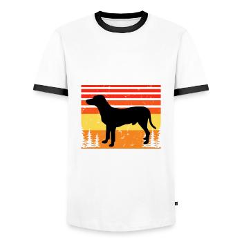 Chien Francais Blanc Et Noir Dog Silhouette Retro - Men's Ringer Shirt - white/black - Front - AI Model Female 172 light (172cm) & AI Model Male 178 dark (178cm)