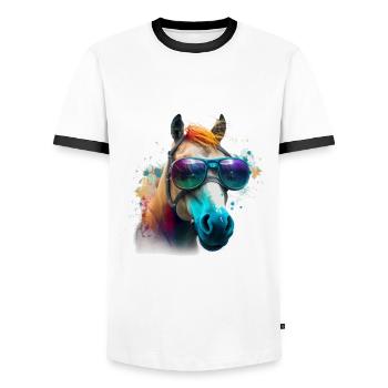 Cooles Freches Graffiti Pferd Pferdeliebhaber - Männer Kontrast-T-Shirt - Weiß/Schwarz - Vorne - AI Model Female 172 light (172cm) & AI Model Male 178 dark (178cm)