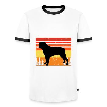 Englisch Mastiff Hund Liebe Silhouette Vintage Sonnenuntergang - Männer Kontrast-T-Shirt - Weiß/Schwarz - Vorne - AI Model Female 172 light (172cm) & AI Model Male 178 dark (178cm)