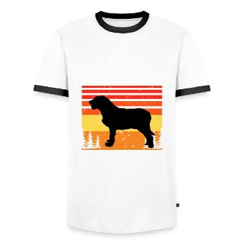 Istrian Coarse Haired Hound Dog Silhouette Retro - Men's Ringer Shirt - white/black - Front - AI Model Female 172 light (172cm) & AI Model Male 178 dark (178cm)