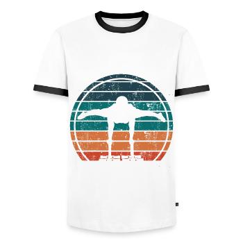 Calisthenics Push Up Training Vintage Retro - Männer Kontrast-T-Shirt - Weiß/Schwarz - Vorne - AI Model Female 172 light (172cm) & AI Model Male 178 dark (178cm)