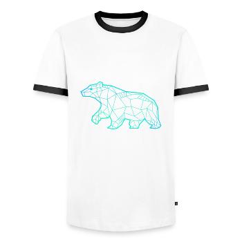 Ours line art géométrique - T-shirt contrasté Homme - blanc/noir - Devant - AI Model Female 172 light (172cm) & AI Model Male 178 dark (178cm)
