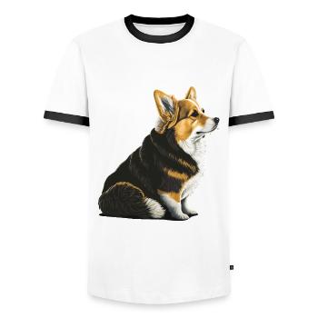 Trauriger Corgi - Männer Kontrast-T-Shirt - Weiß/Schwarz - Vorne - AI Model Female 172 light (172cm) & AI Model Male 178 dark (178cm)