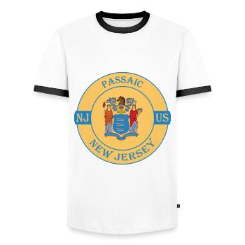 Passaic New Jersey Flag USA Travel Souvenir Badge - T-shirt contrasté Homme - blanc/noir - Devant - AI Model Female 172 light (172cm) & AI Model Male 178 dark (178cm)