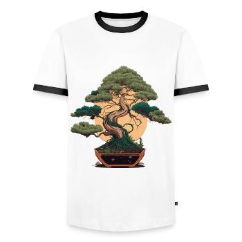 Bonsai Wunder - Männer Kontrast-T-Shirt - Weiß/Schwarz - Vorne - AI Model Female 172 light (172cm) & AI Model Male 178 dark (178cm)