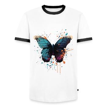Butterfly Coloful Wings - Men's Ringer Shirt - white/black - Front - AI Model Female 172 light (172cm) & AI Model Male 178 dark (178cm)