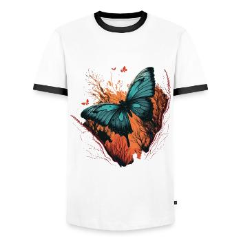 Flying Butterfly - Men's Ringer Shirt - white/black - Front - AI Model Female 172 light (172cm) & AI Model Male 178 dark (178cm)