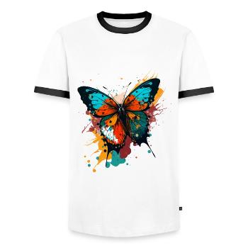 Papillon vibrant - T-shirt contrasté Homme - blanc/noir - Devant - AI Model Female 172 light (172cm) & AI Model Male 178 dark (178cm)