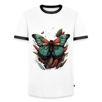 Gardien de jardin Papillon - T-shirt contrasté Homme - blanc/noir - Devant - AI Model Female 172 light (172cm) & AI Model Male 178 dark (178cm)