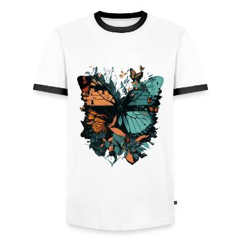 Énorme papillon - T-shirt contrasté Homme - blanc/noir - Devant - AI Model Female 172 light (172cm) & AI Model Male 178 dark (178cm)