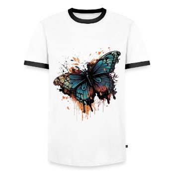 Elegant Butterfly - Men's Ringer Shirt - white/black - Front - AI Model Female 172 light (172cm) & AI Model Male 178 dark (178cm)