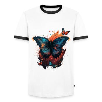 Butterfly Art - Men's Ringer Shirt - white/black - Front - AI Model Female 172 light (172cm) & AI Model Male 178 dark (178cm)