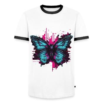 Cool Vaporwave Butterfly - Men's Ringer Shirt - white/black - Front - AI Model Female 172 light (172cm) & AI Model Male 178 dark (178cm)