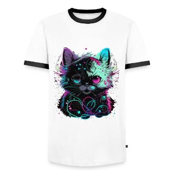 Chat électronique - T-shirt contrasté Homme - blanc/noir - Devant - AI Model Female 172 light (172cm) & AI Model Male 178 dark (178cm)