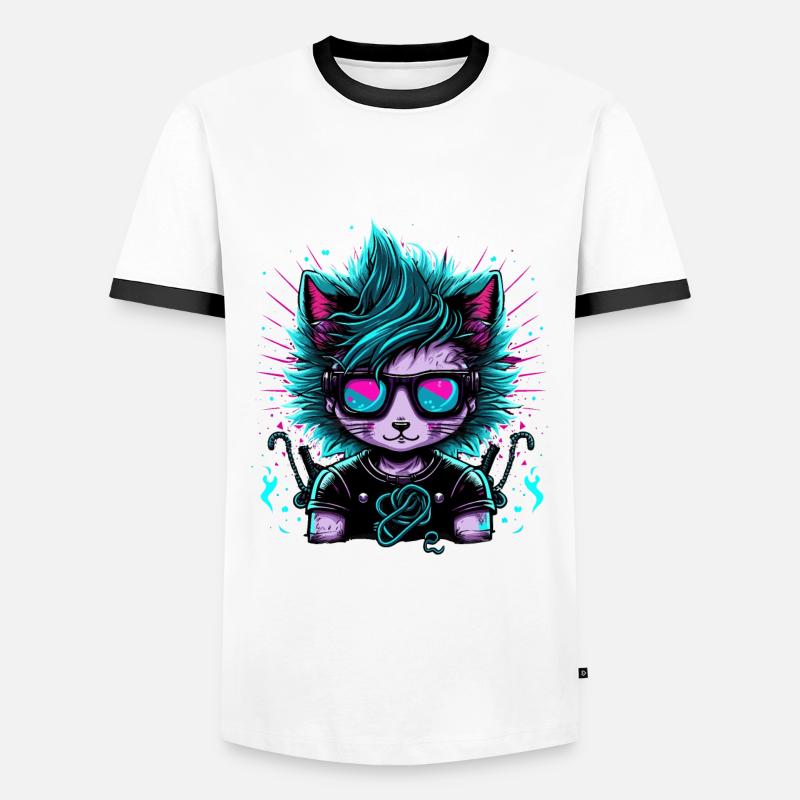 Electrified Emo Cat - Men's Ringer Shirt - white/black