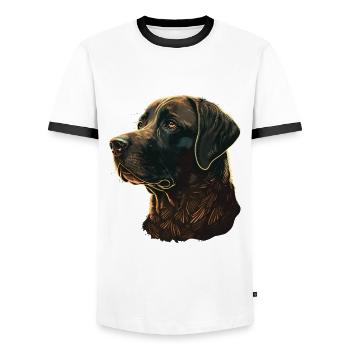 Ruhiger Labrador Retriever - Männer Kontrast-T-Shirt - Weiß/Schwarz - Vorne - AI Model Female 172 light (172cm) & AI Model Male 178 dark (178cm)