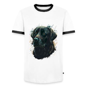 Labrador Retriever auf maligem Hintergrund - Männer Kontrast-T-Shirt - Weiß/Schwarz - Vorne - AI Model Female 172 light (172cm) & AI Model Male 178 dark (178cm)