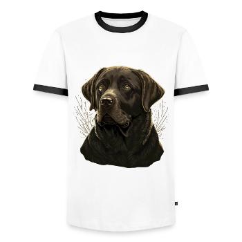 Verhalten Labrador Retriever - Männer Kontrast-T-Shirt - Weiß/Schwarz - Vorne - AI Model Female 172 light (172cm) & AI Model Male 178 dark (178cm)