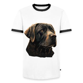 Großer Labrador Retriever - Männer Kontrast-T-Shirt - Weiß/Schwarz - Vorne - AI Model Female 172 light (172cm) & AI Model Male 178 dark (178cm)