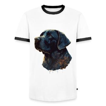 Erstaunlicher Labrador Retriever mit Blättern Stil Körper - Männer Kontrast-T-Shirt - Weiß/Schwarz - Vorne - AI Model Female 172 light (172cm) & AI Model Male 178 dark (178cm)
