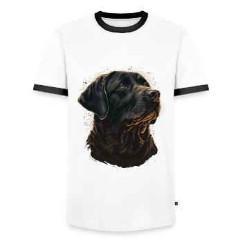 Schöne Labrador Retriever Illustration - Männer Kontrast-T-Shirt - Weiß/Schwarz - Vorne - AI Model Female 172 light (172cm) & AI Model Male 178 dark (178cm)