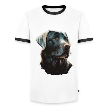 Labrador Retriever auf glühenden Lichtern - Männer Kontrast-T-Shirt - Weiß/Schwarz - Vorne - AI Model Female 172 light (172cm) & AI Model Male 178 dark (178cm)