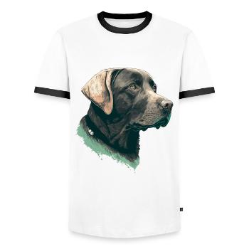 Schöne Seitenansicht Illustration Labrador Retriever - Männer Kontrast-T-Shirt - Weiß/Schwarz - Vorne - AI Model Female 172 light (172cm) & AI Model Male 178 dark (178cm)