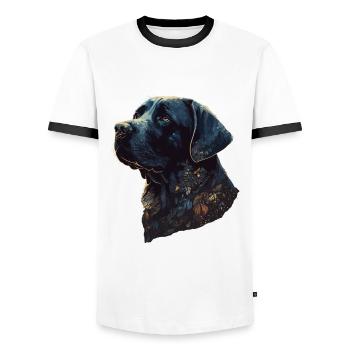 Amazing Labrador Retriever with leaves style body - Men's Ringer Shirt - white/black - Front - AI Model Female 172 light (172cm) & AI Model Male 178 dark (178cm)