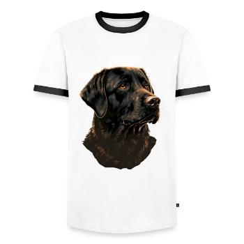Schwarzer Labrador Retriever - Männer Kontrast-T-Shirt - Weiß/Schwarz - Vorne - AI Model Female 172 light (172cm) & AI Model Male 178 dark (178cm)