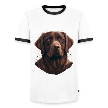 Adorable Labrador Retriever brun - T-shirt contrasté Homme - blanc/noir - Devant - AI Model Female 172 light (172cm) & AI Model Male 178 dark (178cm)