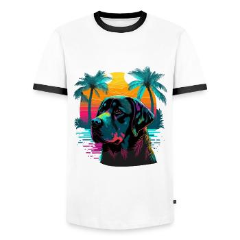 Strand Labrador Retriever Hund Illustration - Männer Kontrast-T-Shirt - Weiß/Schwarz - Vorne - AI Model Female 172 light (172cm) & AI Model Male 178 dark (178cm)