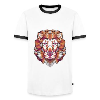 Löwenlinie bunte Kunst - Männer Kontrast-T-Shirt - Weiß/Schwarz - Vorne - AI Model Female 172 light (172cm) & AI Model Male 178 dark (178cm)