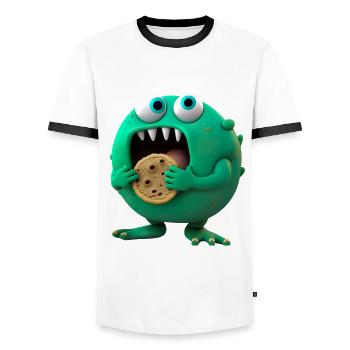 cute alien cookies monster - Men's Ringer Shirt - white/black - Front - AI Model Female 172 light (172cm) & AI Model Male 178 dark (178cm)