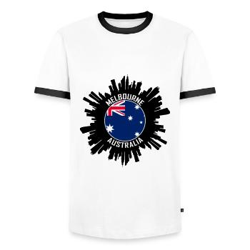Melbourne Skyline Australie Flag Souvenir de voyage - T-shirt contrasté Homme - blanc/noir - Devant - AI Model Female 172 light (172cm) & AI Model Male 178 dark (178cm)