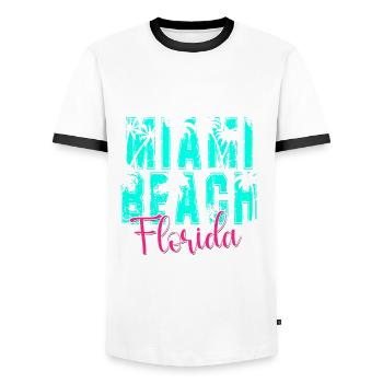 Miami Beach Florida - Männer Kontrast-T-Shirt - Weiß/Schwarz - Vorne - AI Model Female 172 light (172cm) & AI Model Male 178 dark (178cm)