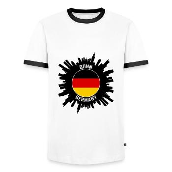 Bonn Skyline Deutschland Flagge Reisesouvenir - Männer Kontrast-T-Shirt - Weiß/Schwarz - Vorne - AI Model Female 172 light (172cm) & AI Model Male 178 dark (178cm)