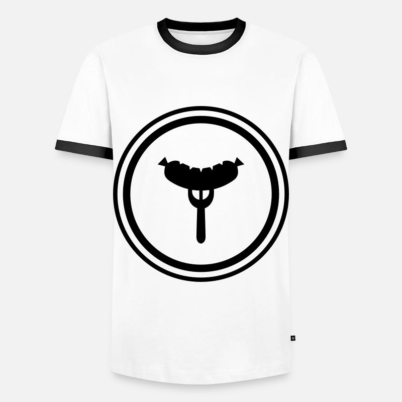 Wurst Gabel - Männer Kontrast-T-Shirt - Weiß/Schwarz